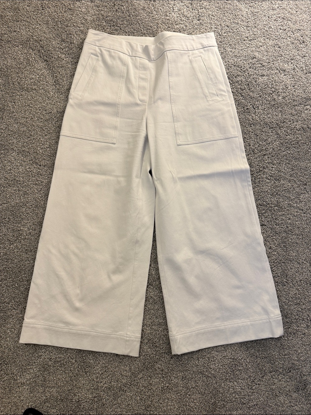 SPANX Cream Wide-Leg Cropped Pants with Front Patch Pockets